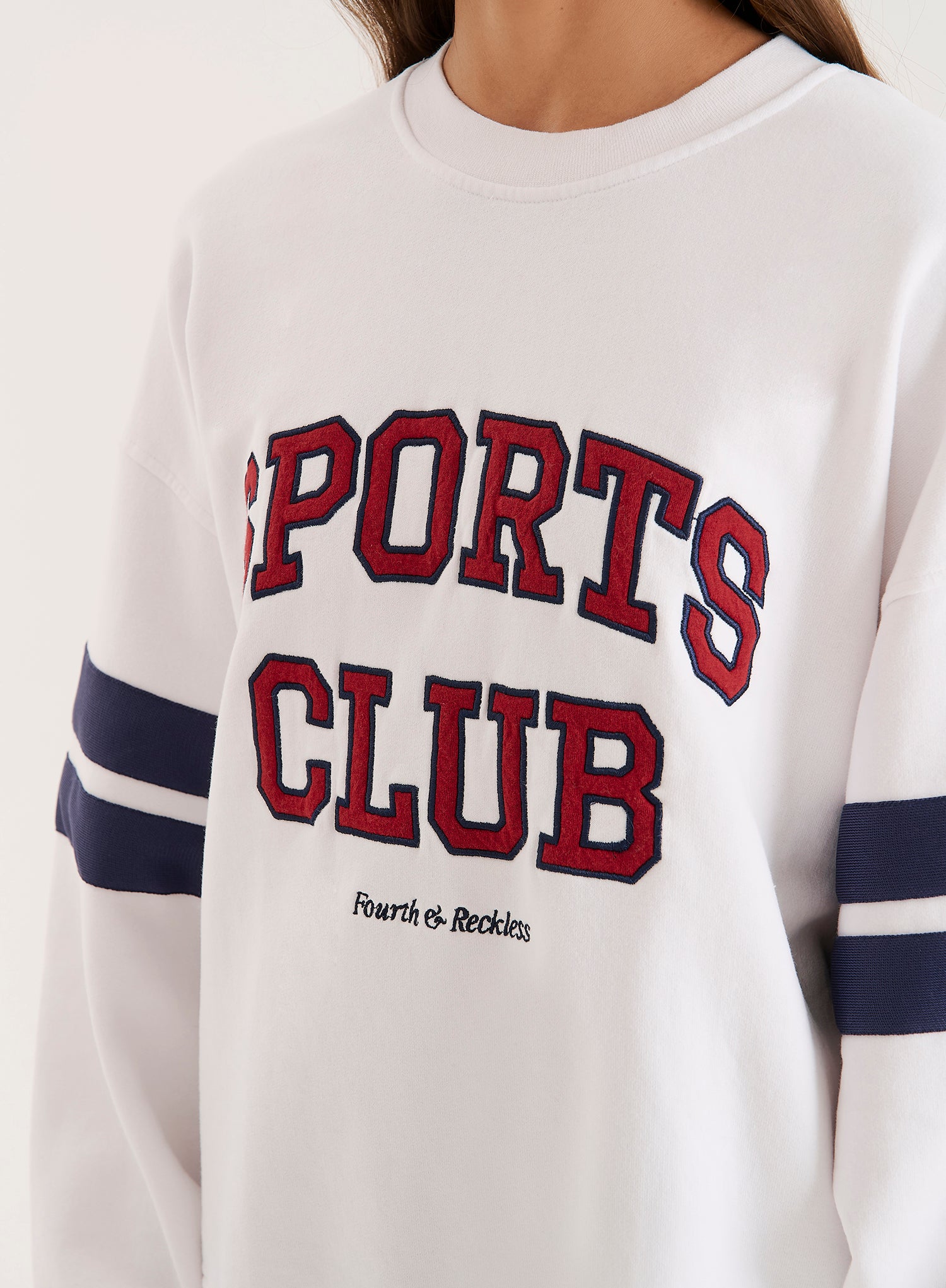 White Sports Club Slogan Oversized Sweatshirt